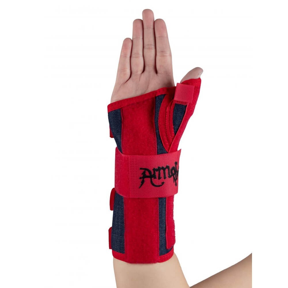 Orteza cu atela pentru police si articulatia mainii cu velcro din jeans - Armor ARJ21