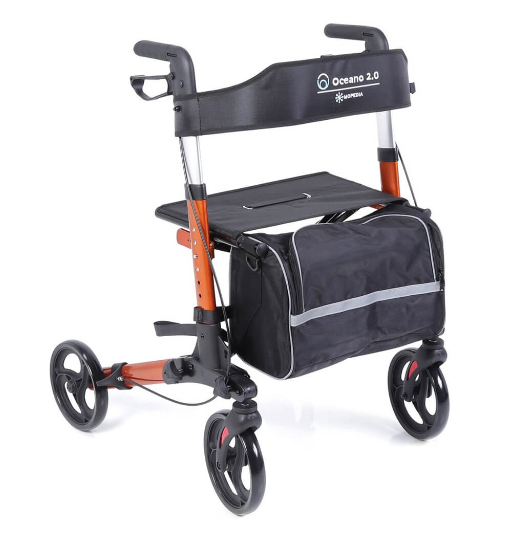 Rolator pliabil, cu 4 roti, cadru din aluminiu vopsit, culoare portocaliu - RP545A OCEANO 2.0